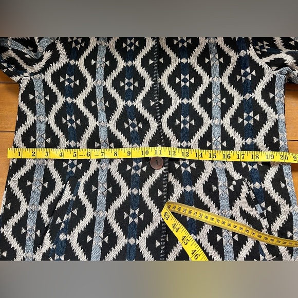 Anama Southwestern Geometric Tapestry Coat Blue Black Woven Jacket NWT Size M - Picture 16 of 17